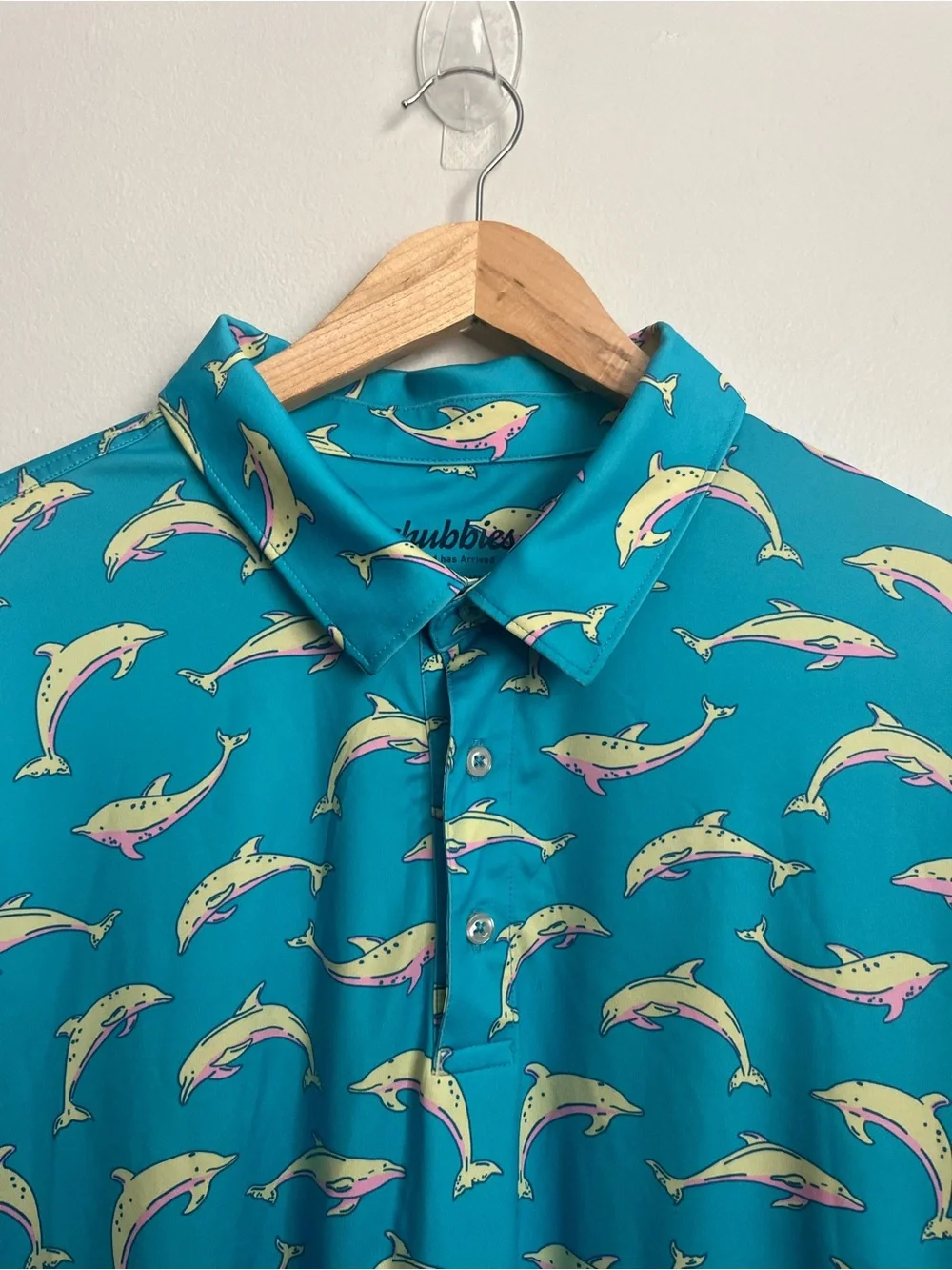 Chubbies The Flying Dolphins Performance Golf Polo Shirt Teal Blue Men XXL - Picture 4 of 9